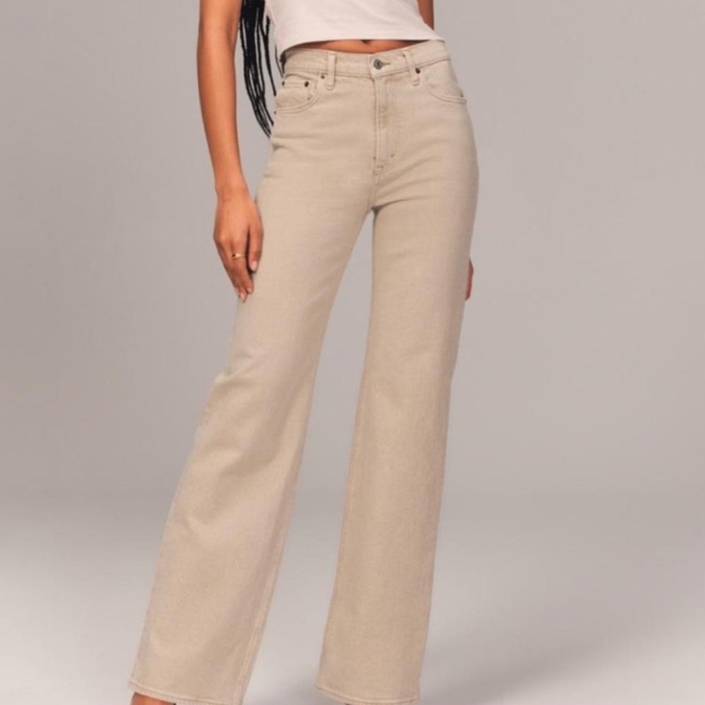 Abercrombie & Fitch Beige Flare Jeans